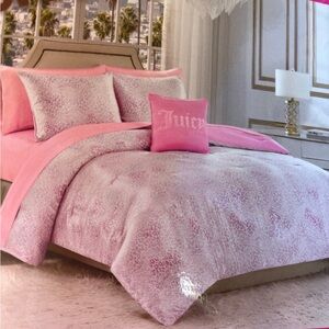 juicy couture pink leopard  8 piece comforter bedding set